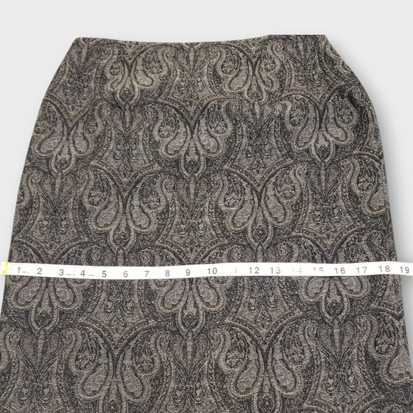Talbots Black & Brown Paisley Wool Maxi Skirt – Fringe Hem Size 6 - Picture 4 of 14